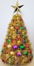 VTG Thomas Pacconi Museum Series Christmas Gold Tinsel Tree 21” Balls Retro EUC picture