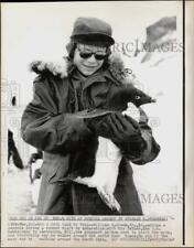1968 Press Photo William Crook, Jr. with penguin on visit with dad in Antarctica picture
