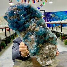 25.33LB Rare transparent BLUE cubic fluorite mineral crystal sample / China picture