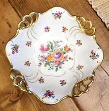 Vintage Jlmenau Graf Von Henneberg Porcelain Serving Bowl Germany Floral Footed picture