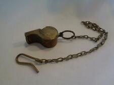POST WW1 PRE WW2 US ARMY BRASS WHISTLE WITH CHAIN & HOOK -  picture