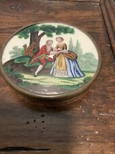Victorian Lovers Eglomise Reverse Hand Painted Round Box picture