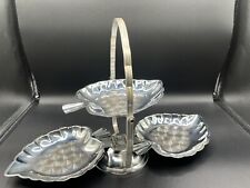Vintage Silver Metal Folding Tray  3 Tier Leaf 12 Inches by 8 inches picture