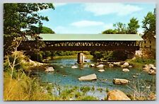 Hopkinton New Hampshire Rowell's Covered Bridge #9 Contoocook River Postcard picture