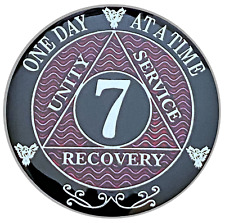 AA 7 Year Coin, Silver Color Plated Medallion, Alcoholics Anonymous Coin picture