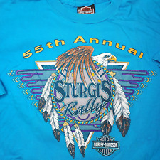 Vintage 55th Annual Sturgis Rally Harley-Davidson Size XL Turquoise T Shirt picture