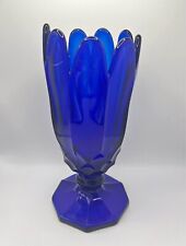 McKee Number 1776 Colonial Rose Jar Antique Cobalt Blue Glass Pedestal Vase picture