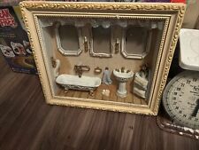 Vintage Victorian Bathroom Shadow Box Diorama Triple Slot Photo Picture Frame picture