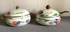 Vintage Villeroy & Boch Enamel Floral Pots/Dutch Ovens Cookware 9