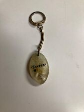 Vintage seashell beach scene lucite acrylic keychain personalized Theresa picture