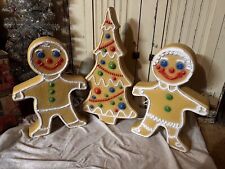 Blow Mold Gingerbread Collection Tree Girl Boy Colored Icing Don Featherstone picture