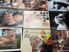 Vintage Purina Cat Chow Calendars 1975-1982 lot of 9 picture