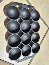 Primitive - Unmarked Griswold #947 Cast Iron Golf Ball No. 9/Gem Muffin Pan picture