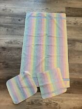 Vintage Fieldcrest Mills 1 Bath Towel and 2 wash cloths Rainbow Pastel USA picture