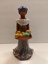 Vintage Dominican Republic Faceless Terra Cotta Hand Painted Clay Doll H 7