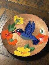 Vtg Enamel On Copper Trinket Plate Handcraft Hummingbird AnneMarie Davidson picture