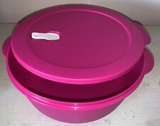 Tupperware Crystal Wave Vented Food Container 4 Qts 4 L  Pink Microwave Proof picture