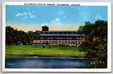 Dillsboro Indiana~Exterior Of Health Resort Bldg & Lake~PM 1937~Linen Postcard picture