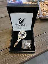 Authentic SWAROVSKI TENNIS RACKET PIN/BROOCH RETIRED  RARE Swan logo on back O2 picture