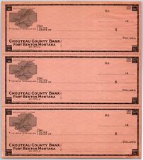 Fort Benton, Montana Chouteau County Bank Check Sheet c1920's-30's  w/ Map picture