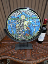 Vintage stained glass  panel nativity scene in frame stand picture