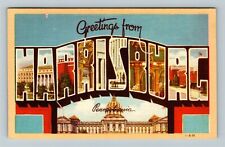 Harrisburg PA-Pennsylvania, LARGE LETTER Greetings Vintage Souvenir Postcard picture