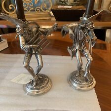 Antique Jacques Callot French style candlestick holders Musicians picture