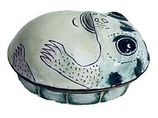 Vintage Small Whimsical Frog Trinket Box Painted Metal 3-D for Rings, Earrings+ picture
