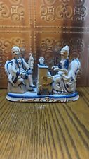 Antique Victorian Couple Dressed In Blue And White Playing A Piano And Violin picture