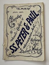 vtg 1897 jesuit church SS. Peter & Paul detroit mich church calendar & Bulletin picture