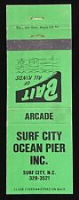SURF City Ocean Pier Arcade Bait North Carolina Vintage Matchbook Cover B-3109 picture