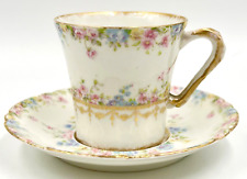RARE THEODORE HAVILAND LIMOGES H1551 DEMITASSE CUP & SAUCER; DAMAGE picture
