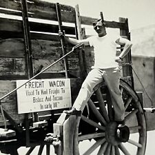 Vintage Snapshot Photograph Handsome Young Man Wagon Roadside America Arizona picture