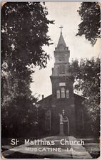 Muscatine Iowa St Matthias Church Postcard 1900s picture