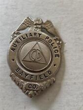Vintage Auxiliary Police Bayfield Co Obsolete Police Badge Wisconsin WI picture