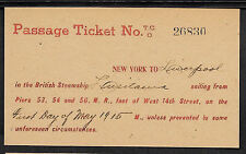 Lusitania Cunard Line Reprint Ticket On Original Period 1915 Paper Shipwreck 006 picture