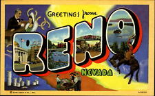Greetings from RENO Nevada NV ~ Large Letter Linen 1940s ~ Wedding~gambling picture
