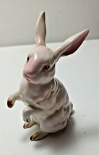 Vtg Lefton 4” Fine Porcelain Bunny Rabbit Figurine White w/muted Pastels Japan picture