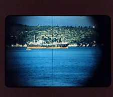 1950s Naval Ship Taken From Deck of Navy Ship Red Border 35mm Kodak Photo Slide picture