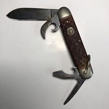 Vintage ULSTER USA BSA Boy Scouts America 4-Blade Jigged Pocket Knife - 12-08 picture