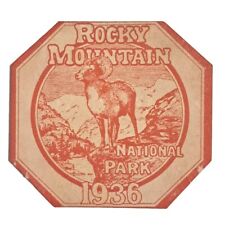 1936 Rocky Mountain VTG National Park Entrance Decal Sticker Label Permit Pass picture