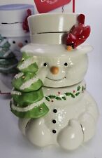 Lenox Happy Holly Days Snowman with Cardinal Cookie Jar Holidays 9
