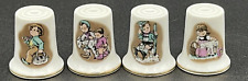 Lot of 4 Vintage Sears Porcelain Children Design Thimbles Made in Japan picture