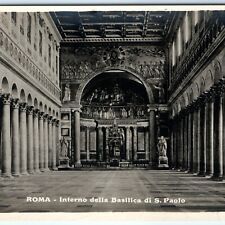 c1940s Rome, Italy St Paul Basilica RPPC Interior Catholic Jesus Christ Art A163 picture