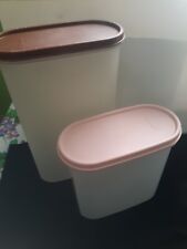 2 Tupperware Modular Mates Containers #1613, #1615, #1616 Lids Brown and Peachy picture