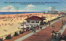 WILDWOOD-BY-THE-SEA NJ BOARDWALK AND BEACH VINTAGE LINEN POSTCARD 1957 101823 S picture