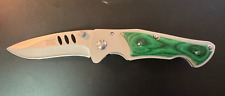 440 Stainless Pocketknife Designed by Jim Frost With Green Wood Handle picture