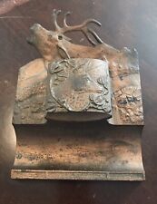 Antique Judd Cast Iron Inkwell Stand Elk and Doe Circa 1920s picture