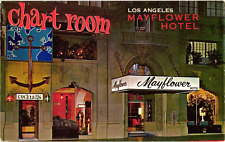 Mayflower Hotel Chart Room Los Angeles CA Advertising Chrome Postcard 1950s picture