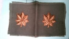MILITARY PATCH OLDER GOLD ON GREEN MATERIAL SET OF 2 MAJOR RANK COMBAT USED picture